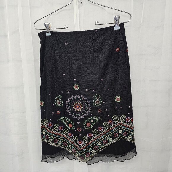 French Connection Skirt Fairy Black Purple Floral Boho Sheer 4 - Picture 7 of 11